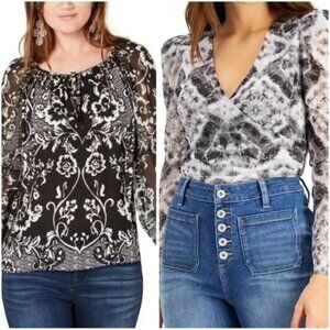Bundle of 2 INC International Concepts Size Medium Long Sleeve Blouses